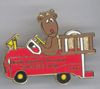 Reindeer Driving Fire Truck 1995 NC Ornament Collectors Show Lapel Pin
