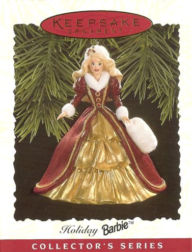 Holiday Barbie - 4th - Gold gown with Red Fur-Trimmed Overcoat - 1996