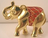 Red Enameled and Gold-tone Elephant Lapel Pin
