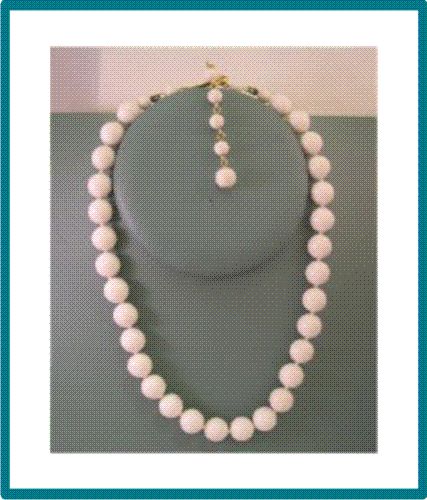 Vintage Made in Japan Knotted White Bead Necklace 1950s