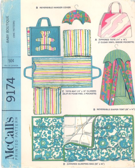 McCall's 9174 Pattern 5 Items for Baby Boutique 1960s