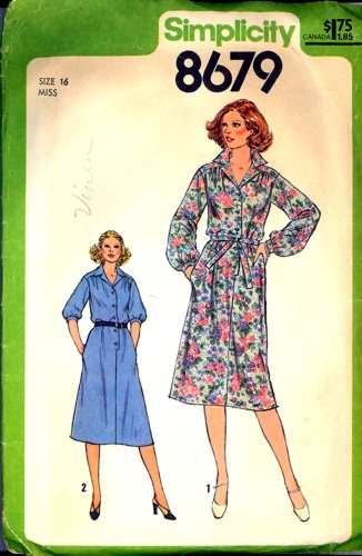 Vintage Simplicity 8679 Dress & Tie Belt Pattern Size 16