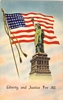 Linen Patriotic Postcard Liberty & Justice For All w/ 48 Star Flag