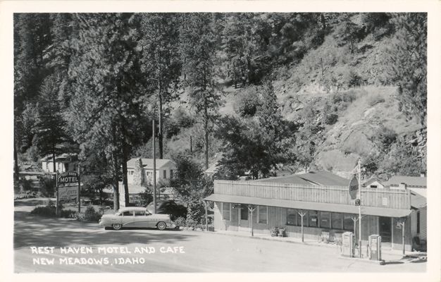 RPPC Postcard Rest Haven Motel & Cafe New Meadows ID