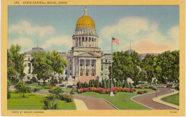 Linen Postcard Wesley Andrews Photo State Capitol Boise ID