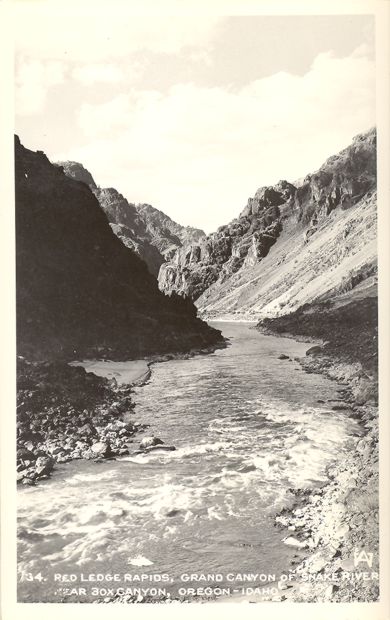 RPPC Postcard Red Ledge Rapids Grand Canyon of Snake River OR - ID