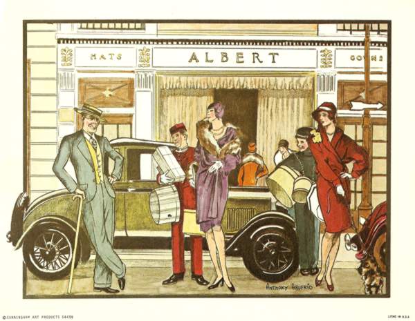 Anthony Gruerio Litho Print of People on Roaring 20s Buying Spree